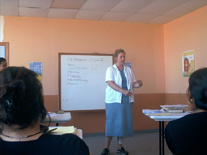 Pam teaching class.