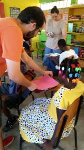 Jon working with the students in Corazal. Shaving cream, food coloring and creative hands, a great combination